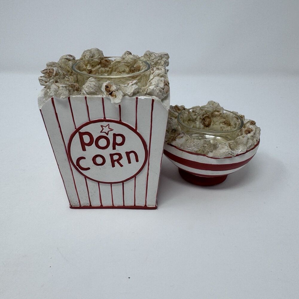 Vintage Yankee Candle Popcorn Tea Light Candle Holder Movie